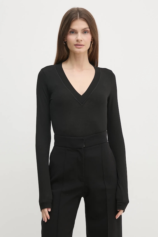 Блуза с дълги ръкави Sisley вталена черен 33FEL400V