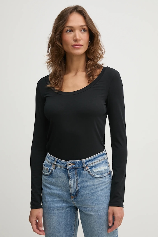 Sisley longsleeve z elastanem czarny 3UUKL106X