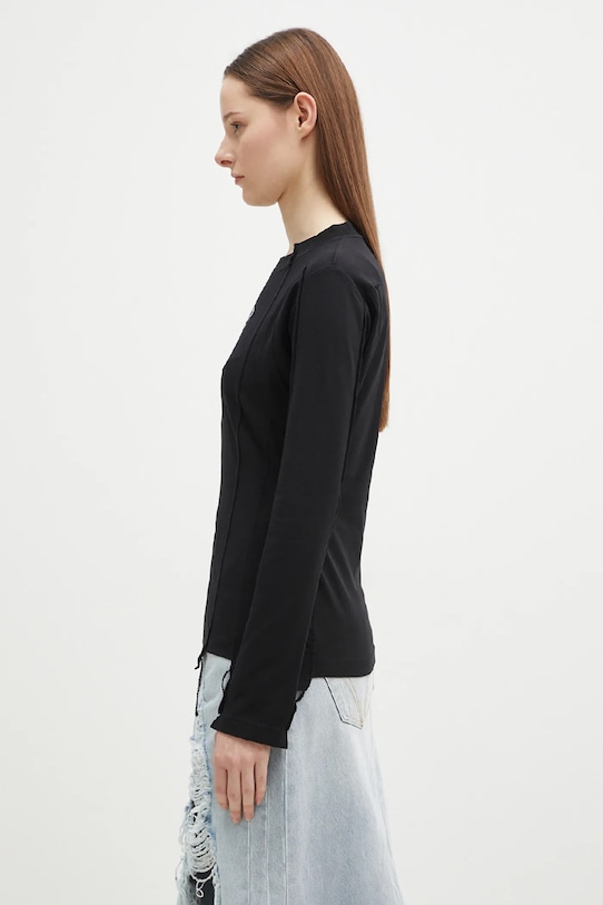 Majica dugih rukava VETEMENTS Oval Logo Cut-Up UA66LS600BW crna SS25