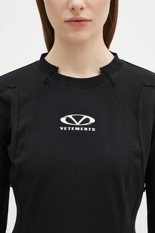 VETEMENTS camicia a maniche lunghe Oval Logo Cut-Up nero UA66LS600BW