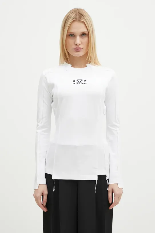 Лонгслив VETEMENTS Oval Logo Cut-Up круглый вырез белый UA66LS600W