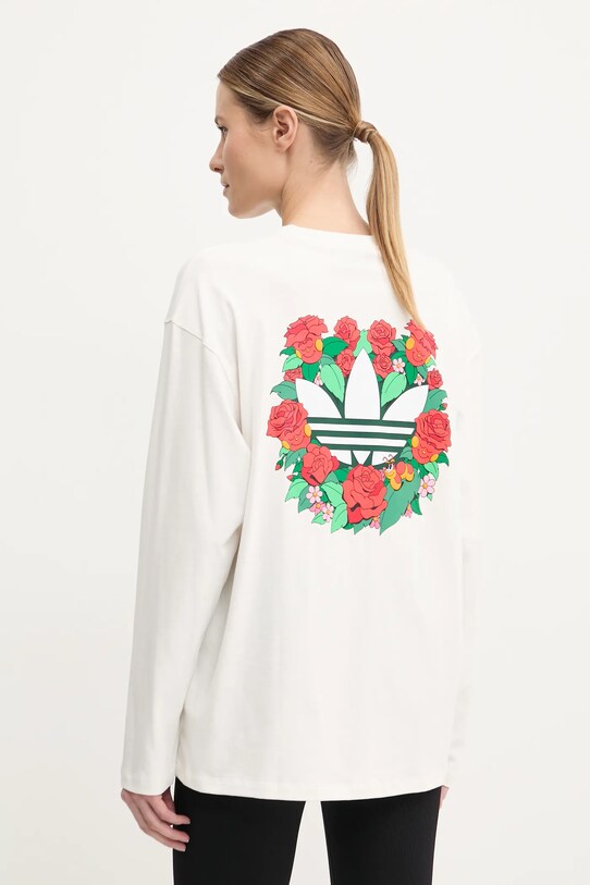 Ρούχα Βαμβακερή μπλούζα με μακριά μανίκια adidas Originals Nelson JC8338 μπεζ