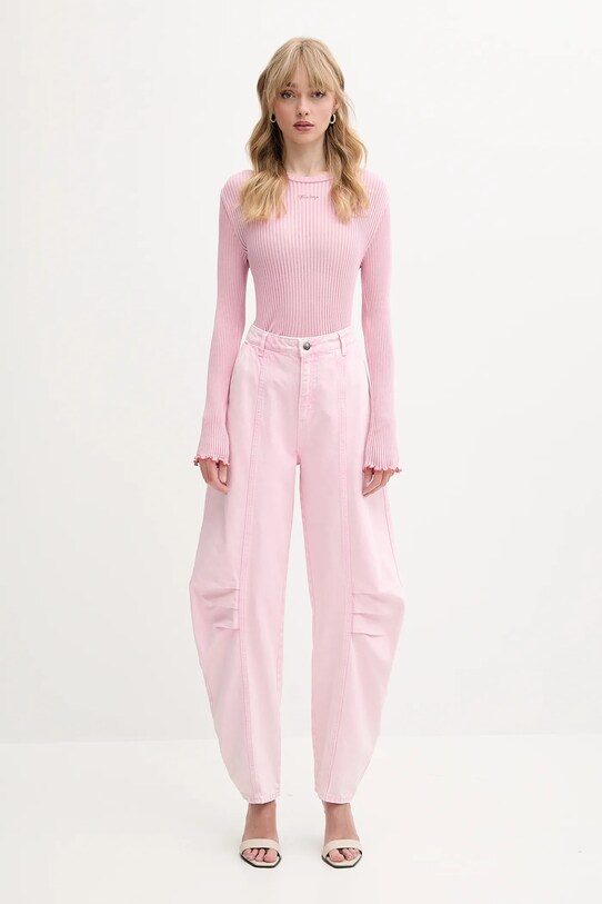 Stine Goya longsleeve jedwabny SG.SS25.T060.2355 różowy SS25