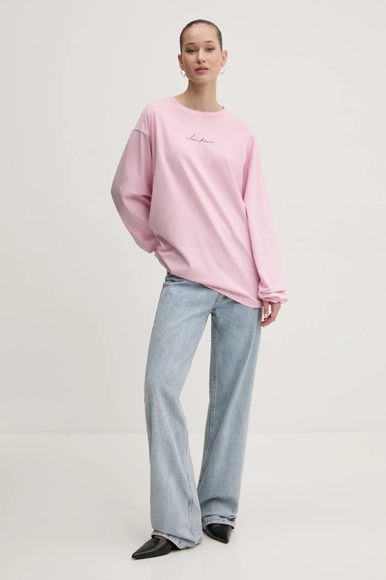 Pamučna majica dugih rukava Moschino Jeans 1208.3229 roza SS25