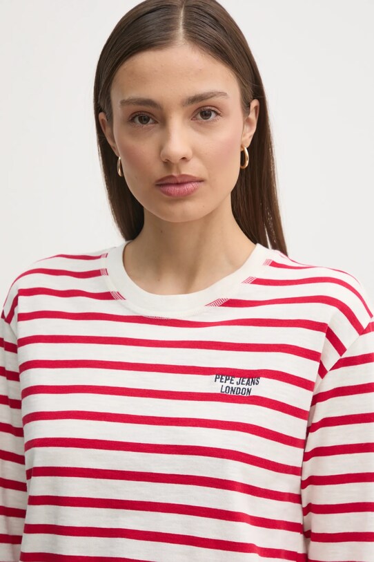 Bavlnené tričko s dlhým rukávom Pepe Jeans RIO červená PL506018