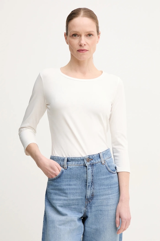Majica z dolgimi rokavi Weekend Max Mara Brez vzorca bela 2515971021600