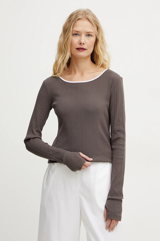 MM longsleeve z elastanem brązowy 2516941037600