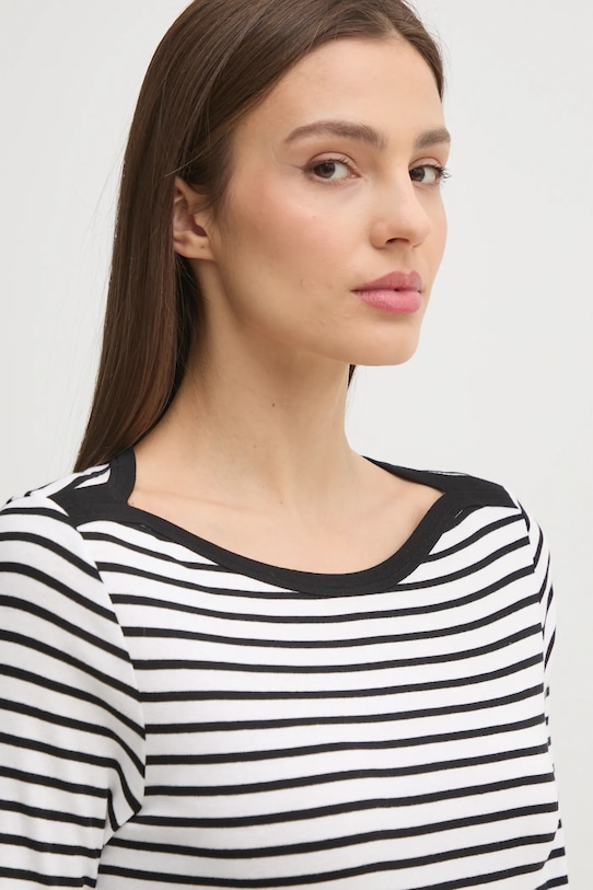 United Colors of Benetton longsleeve din bumbac alb 30YSD109W