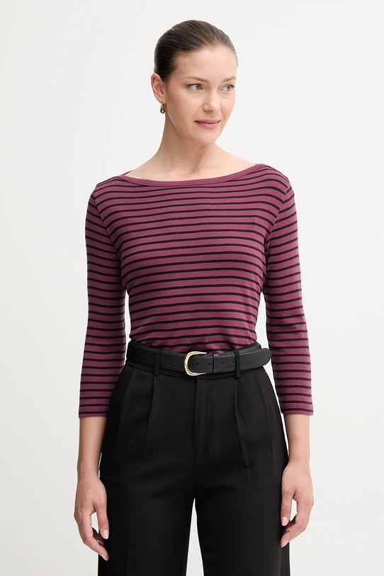 United Colors of Benetton longsleeve bawełniany wzorzyste fioletowy 30YSD109W