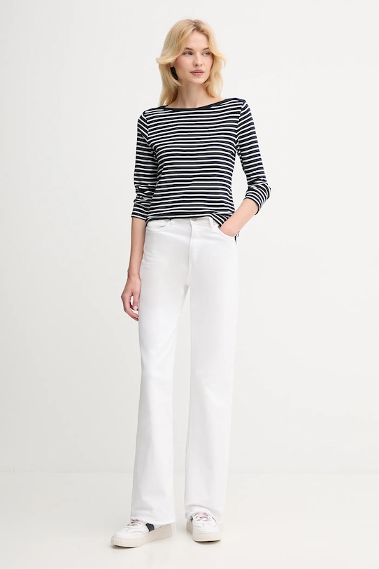 Βαμβακερή μπλούζα με μακριά μανίκια United Colors of Benetton 30YSD109W σκούρο μπλε AW25