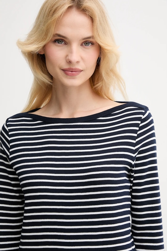 Βαμβακερή μπλούζα με μακριά μανίκια United Colors of Benetton σκούρο μπλε 30YSD109W