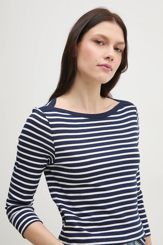 United Colors of Benetton longsleeve bawełniany granatowy 30YSD109W