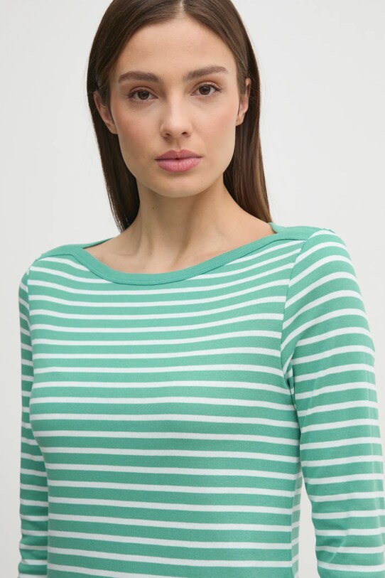 United Colors of Benetton longsleeve din bumbac turcoaz 30YSD109W
