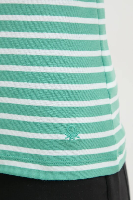 United Colors of Benetton longsleeve din bumbac 30YSD109W turcoaz