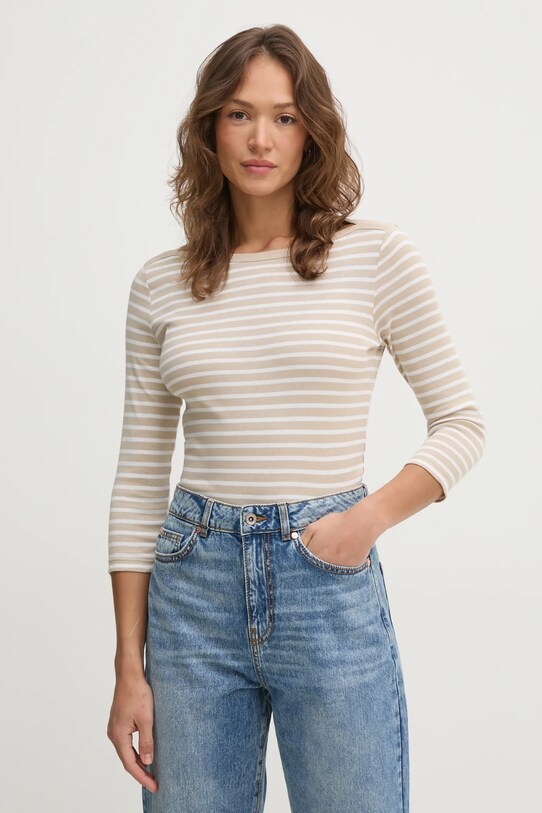 United Colors of Benetton longsleeve din bumbac curele bej 30YSD109W