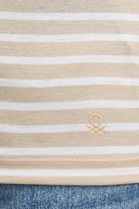 United Colors of Benetton longsleeve din bumbac 30YSD109W bej