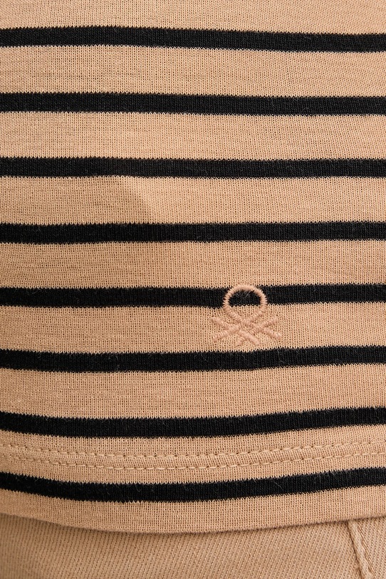 Bavlněné tričko s dlouhým rukávem United Colors of Benetton 30YSD109W hnědá