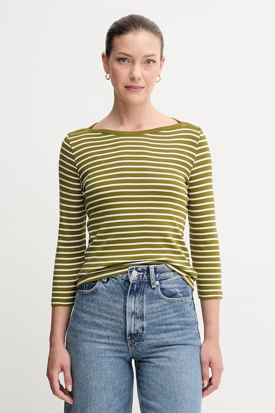 Βαμβακερή μπλούζα με μακριά μανίκια United Colors of Benetton πράσινο 30YSD109W