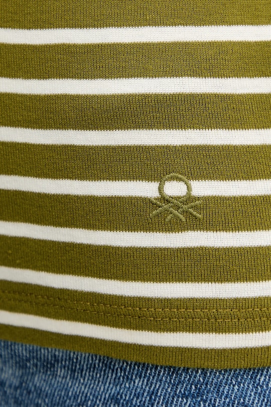 Βαμβακερή μπλούζα με μακριά μανίκια United Colors of Benetton 30YSD109W πράσινο