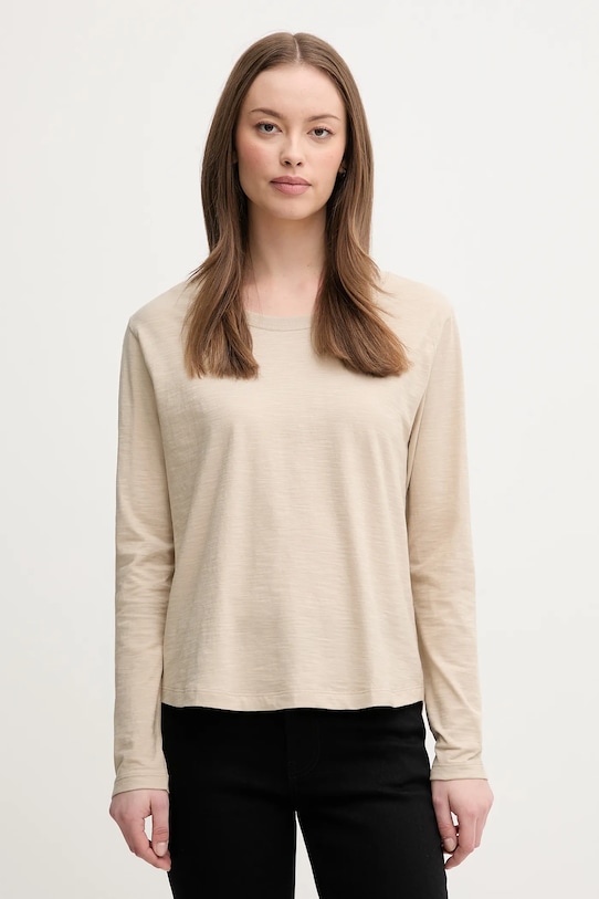 Бавовняний лонгслів United Colors of Benetton бавовна бежевий 3BVXD109G