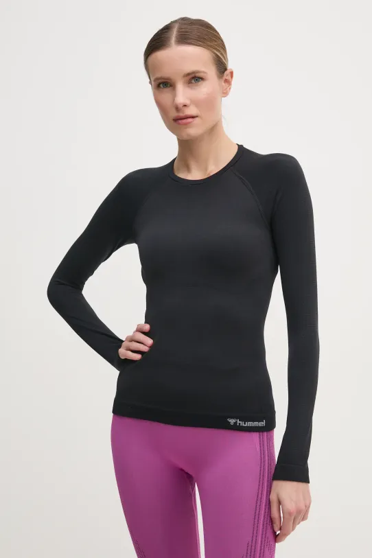 Hummel longsleeve treningowy Clea z elastanem czarny 214533