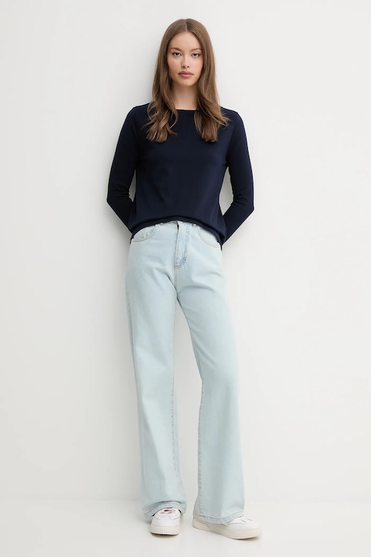 United Colors of Benetton longsleeve din bumbac 3096D109E bleumarin SS25