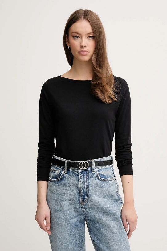 United Colors of Benetton longsleeve din bumbac uni negru 3096D109E