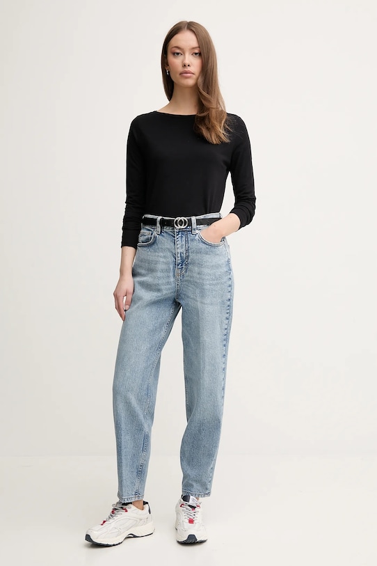 United Colors of Benetton longsleeve din bumbac 3096D109E negru SS25