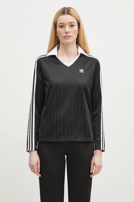 adidas Originals hosszú ujjú V-Neck Longsleeve Tee mintás fekete JD2603