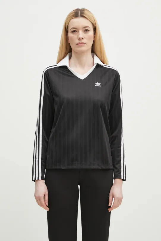 Tričko s dlouhým rukávem adidas Originals V-Neck Longsleeve Tee regular černá JD2603