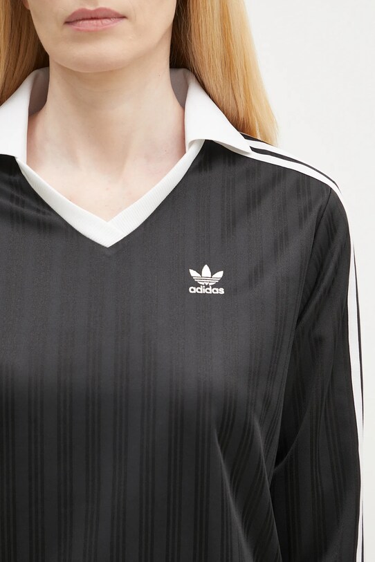 Majica dugih rukava adidas Originals V-Neck Longsleeve Tee crna JD2603
