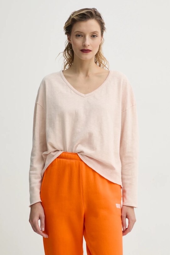 American Vintage longsleeve bawełniany bawełna beżowy SON02GGE25