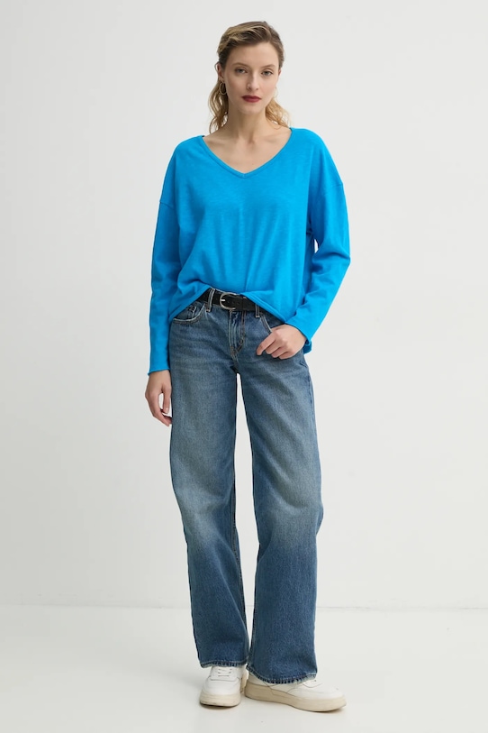 Хлопковый лонгслив American Vintage SON02GGE25 фиолетовой SS25