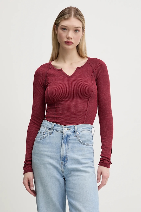 Majica z dolgimi rokavi Guess Originals Melange bordo W5RP42.KCGB0