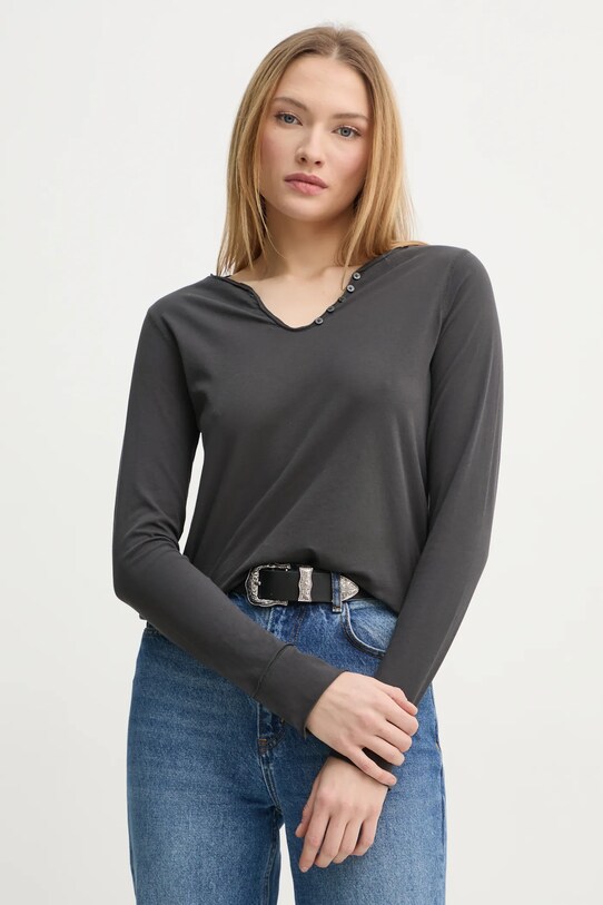 Одяг Бавовняний лонгслів ZADIG&VOLTAIRE JWTN02600.21 сірий