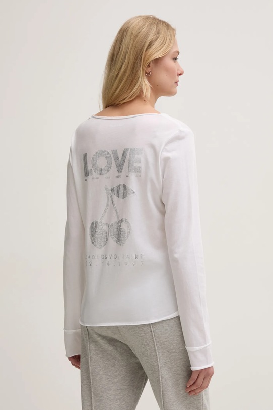 Bombažna majica z dolgimi rokavi ZADIG&VOLTAIRE Našitek bela JWTN02607.107