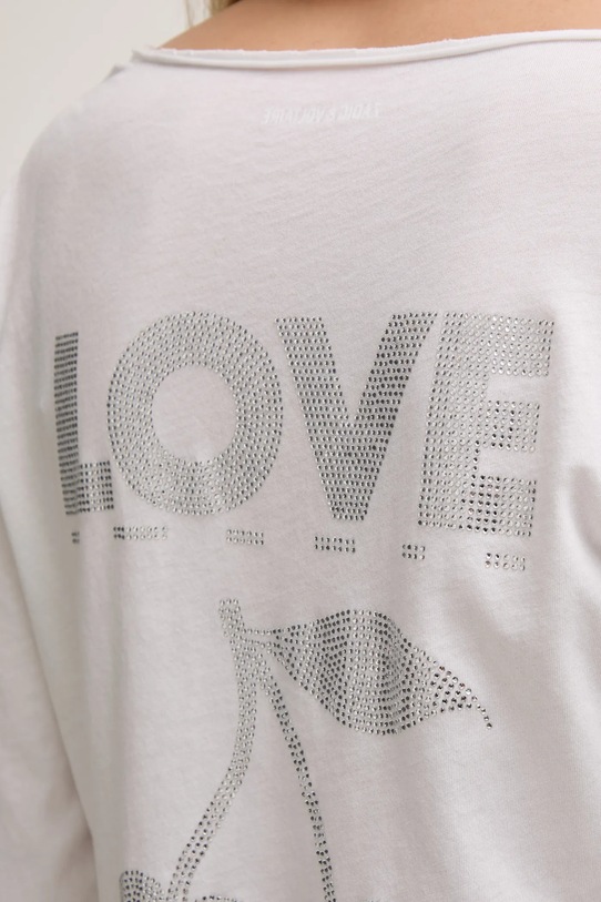 Bombažna majica z dolgimi rokavi ZADIG&VOLTAIRE JWTN02607.107 bela