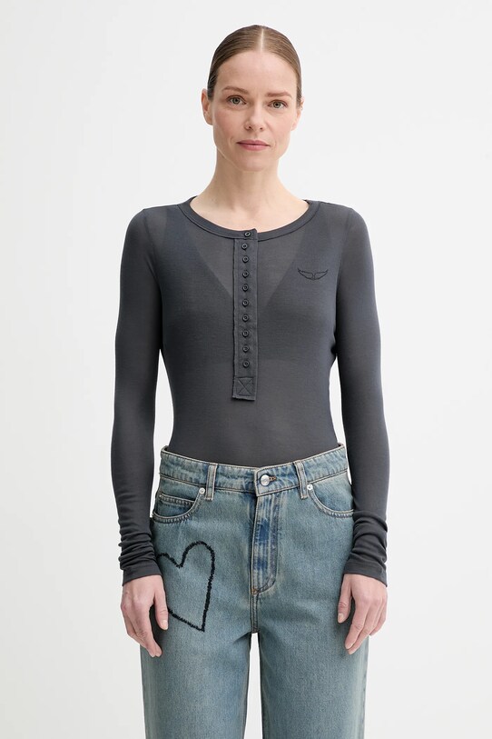 ZADIG&VOLTAIRE longsleeve bawełniany bawełna szary JWTS02690.21