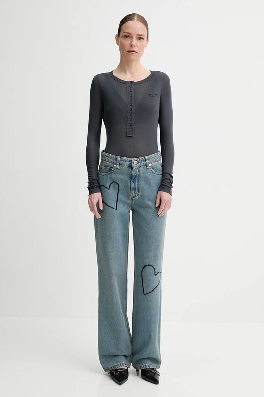 Bavlnené tričko s dlhým rukávom ZADIG&VOLTAIRE JWTS02690.21 sivá SS25
