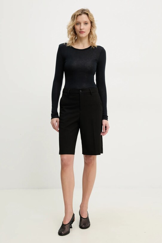 Tričko s dlouhým rukávem s příměsí vlny Samsoe Samsoe SADOU F10000014 námořnická modř SS25