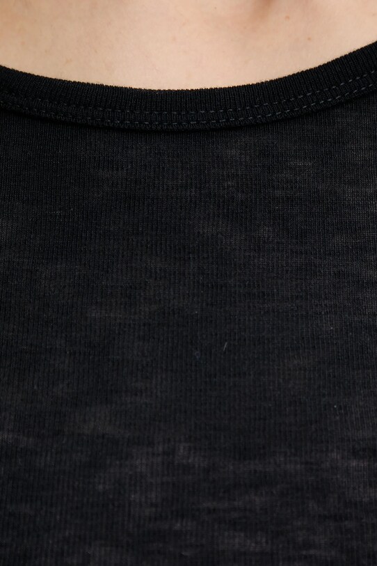 Tričko s dlouhým rukávem s příměsí vlny Samsoe Samsoe SADOU F10000014 námořnická modř