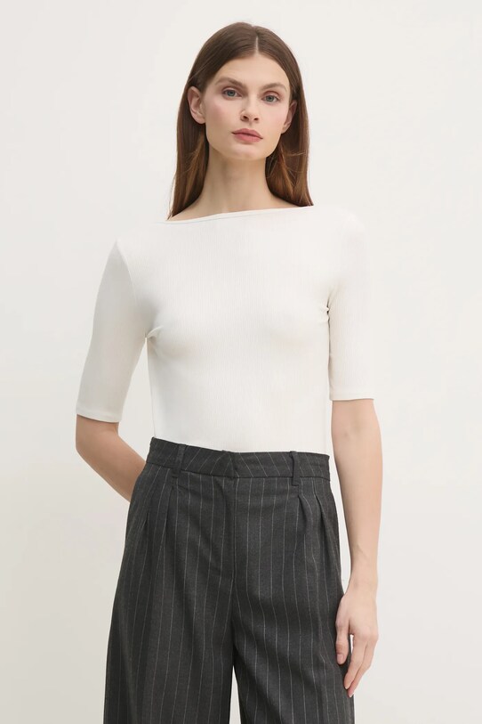 Calvin Klein t-shirt z elastanem beżowy K20K208244