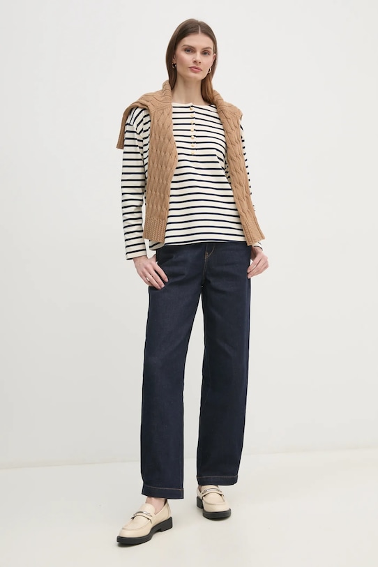 Tommy Hilfiger longsleeve din bumbac WW0WW45437 bej SS25