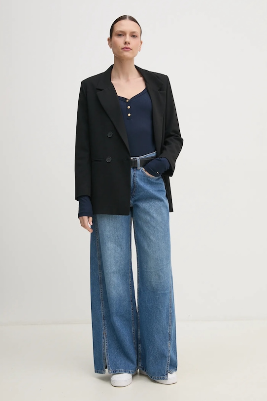 Tričko s dlouhým rukávem Tommy Hilfiger WW0WW43905 námořnická modř SS25