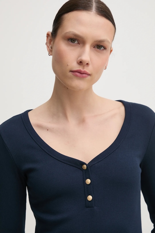 Tričko s dlouhým rukávem Tommy Hilfiger námořnická modř WW0WW43905