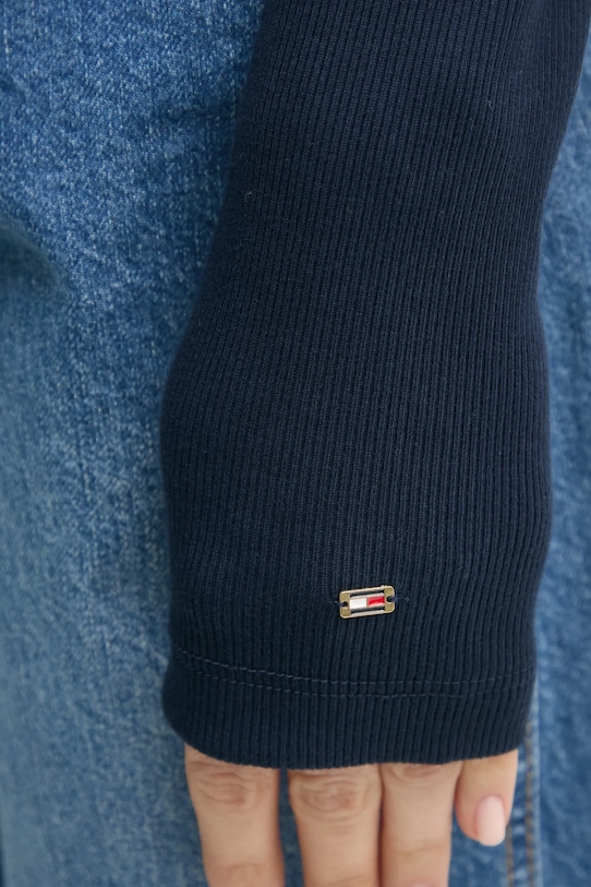 Tričko s dlouhým rukávem Tommy Hilfiger WW0WW43905 námořnická modř