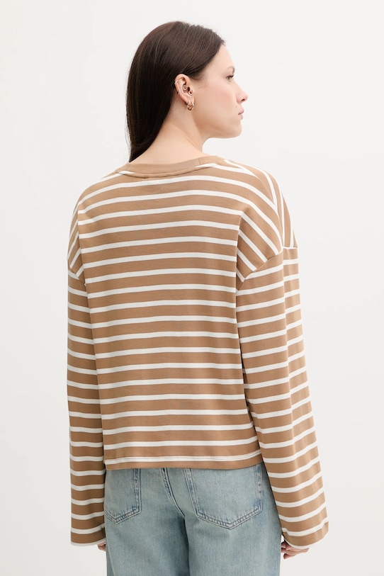 Oblečenie Bavlnené tričko s dlhým rukávom Tommy Hilfiger WW0WW45519 béžová