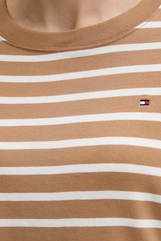 Bavlnené tričko s dlhým rukávom Tommy Hilfiger WW0WW45519 béžová