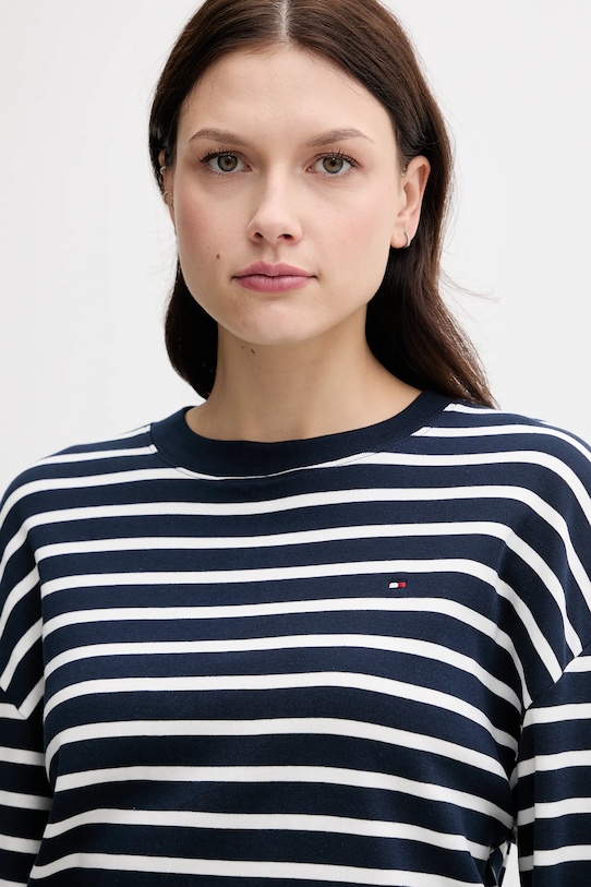 Tommy Hilfiger longsleeve din bumbac bleumarin WW0WW45519