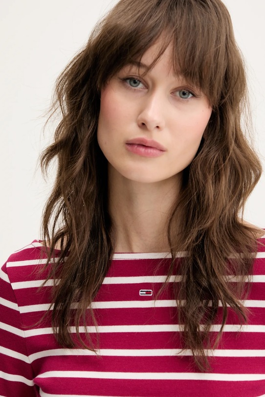 Tričko s dlouhým rukávem Tommy Jeans růžová DW0DW21350